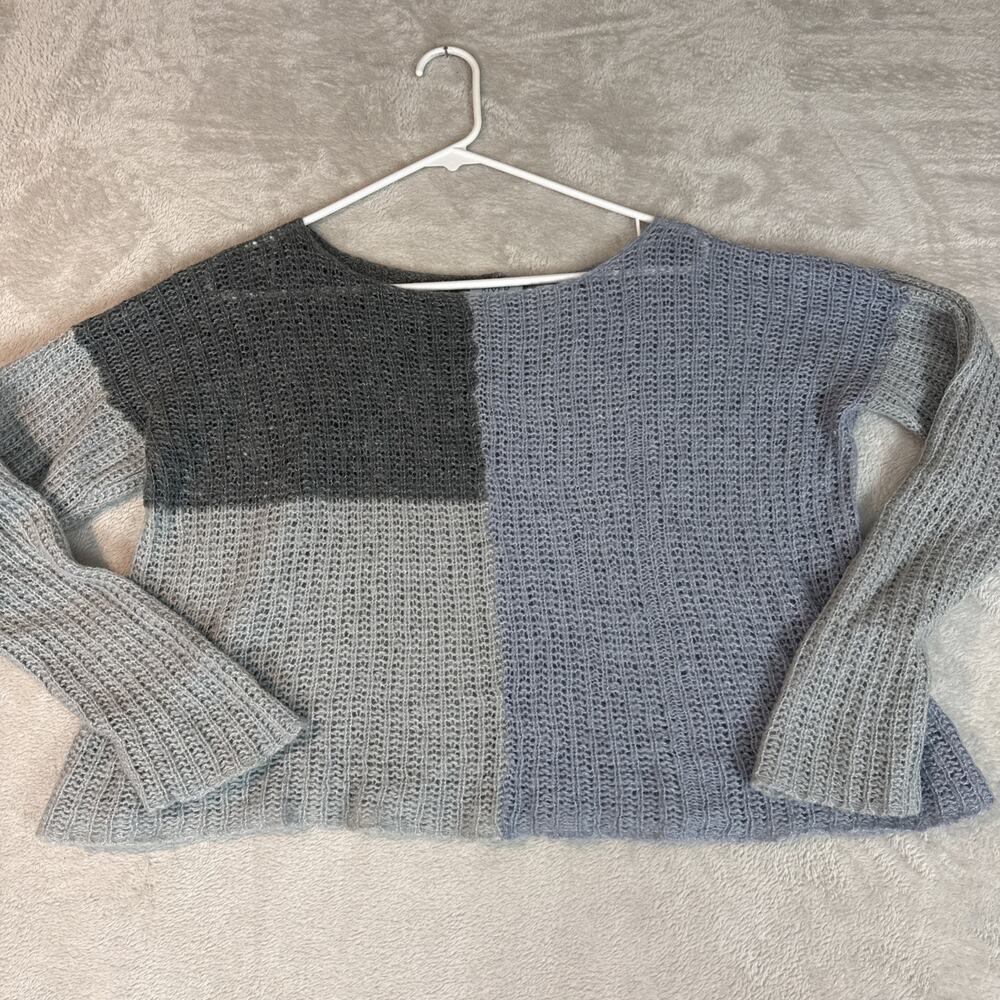 River Womens Wool Mohair Blend Boxy Sweater m cropped Jumper Pullover blue
